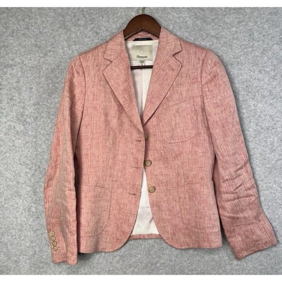 Faconnable 100% Linen Blazer Soft Red/Pink Jacket Made in Italy Sz 4 EUC Luxury - Picture 5 of 16